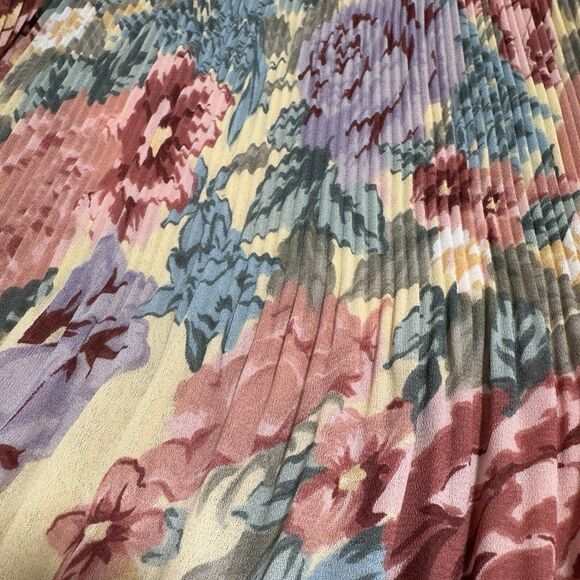 Vintage Knife Pleated Maxi Skirt M 90s Cottagecore Fairy Floral Grunge Bloomcore - Picture 3 of 10